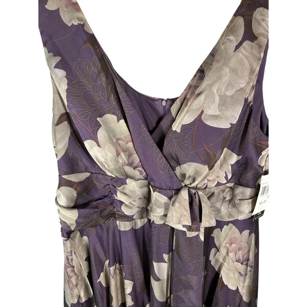 Purple Floral Sleeveless Dress With Empire Waist Size 20 W Easter Fairy - Picture 2 of 12